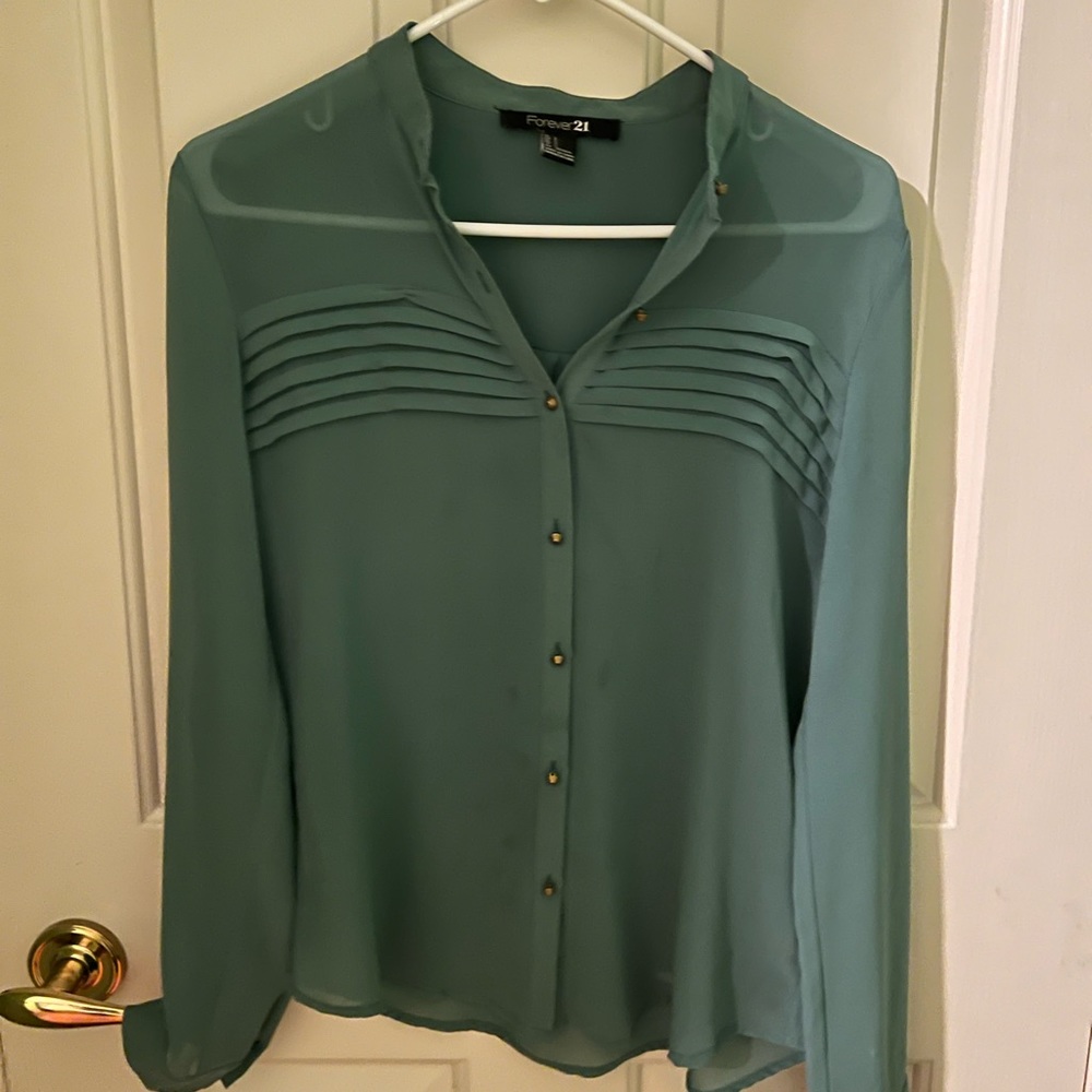 Green work blouse